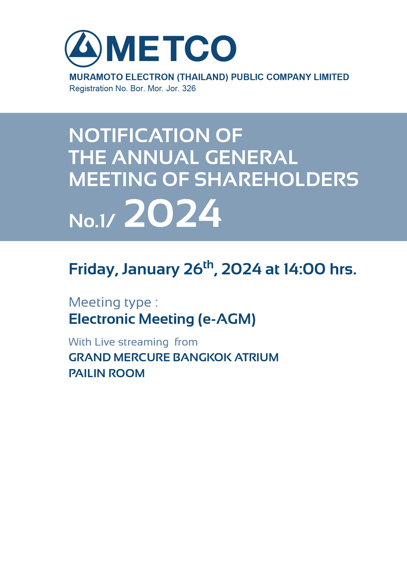 Notification Letter No.1