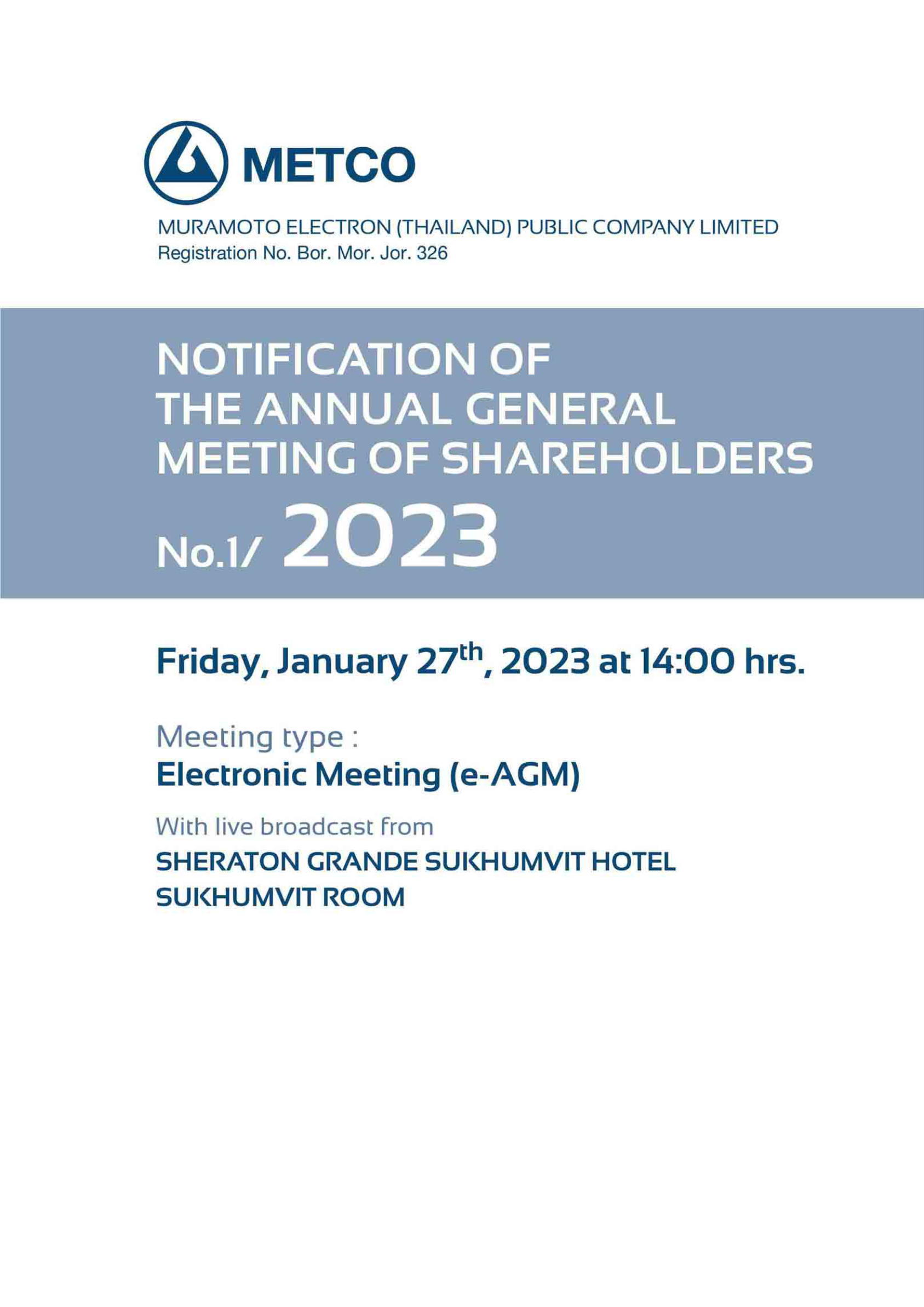 Notification Letter No.1